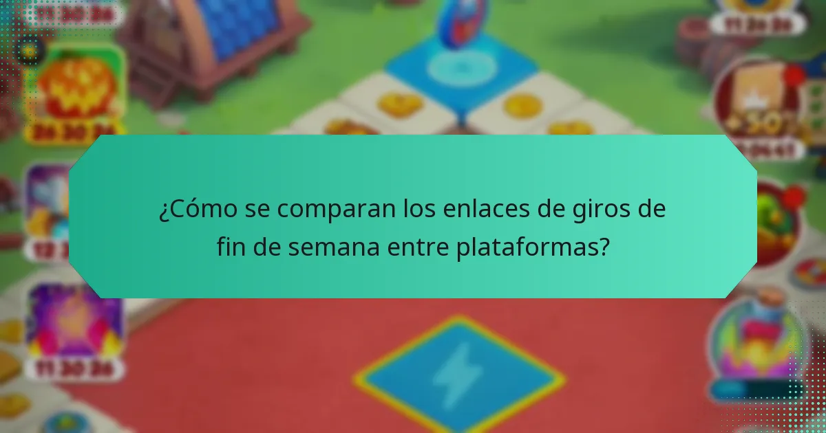 ¿Cómo se comparan los enlaces de giros de fin de semana entre plataformas?