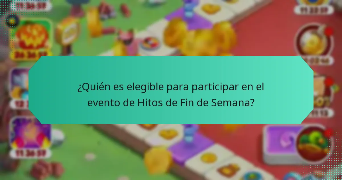 ¿Quién es elegible para participar en el evento de Hitos de Fin de Semana?